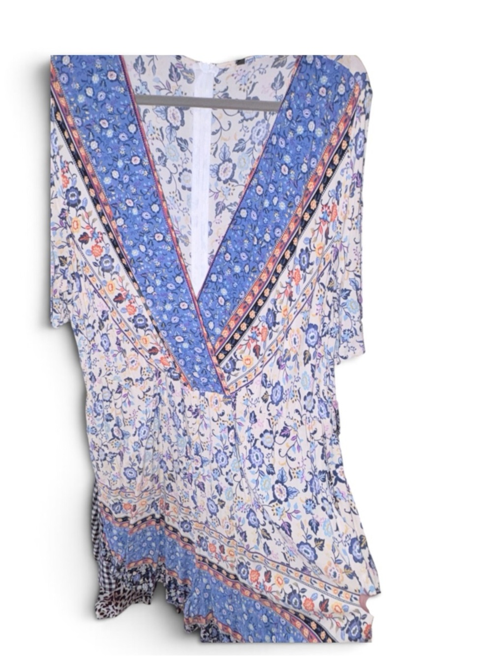 BloomChic Blue and Cream Floral Midi Dress
